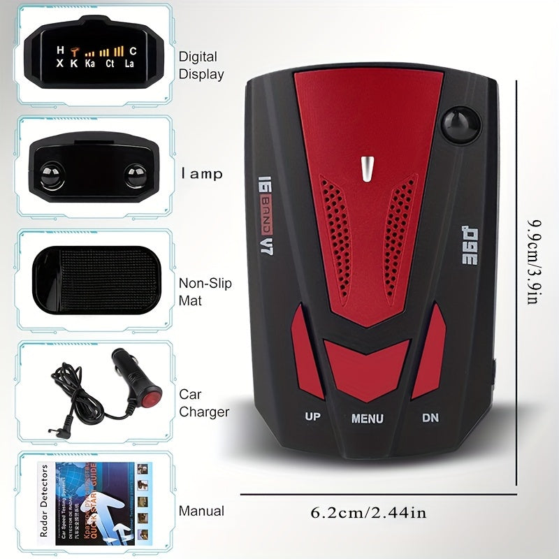 16-Band 360° Car Speed Radar Detector with OLED Display