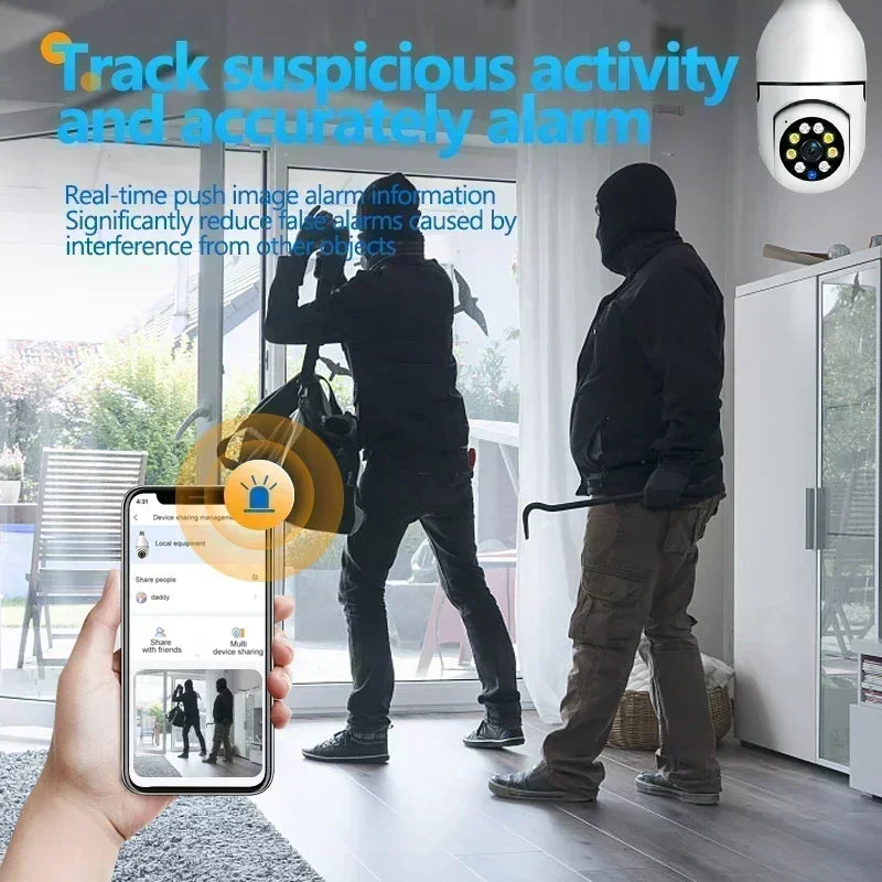 8MP Wifi IP Camera Wireless Surveillance E27 Bulb Camera PTZ CCTV