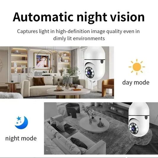 8MP Wifi IP Camera Wireless Surveillance E27 Bulb Camera PTZ CCTV