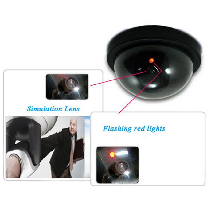 Fake Video Surveillance Dome Camera with Flashing Red LED Light - SpyTechStop