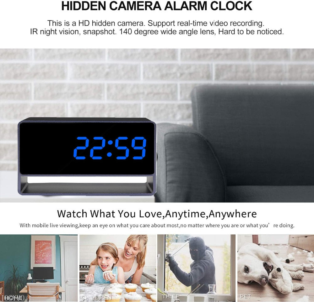 HD Wifi Mini Camera Clock
