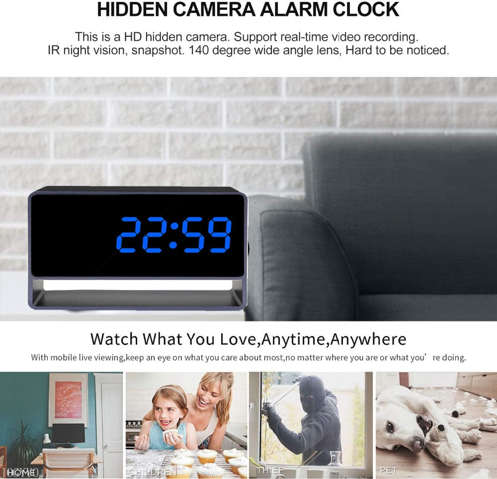 HD Wifi Mini Camera Clock