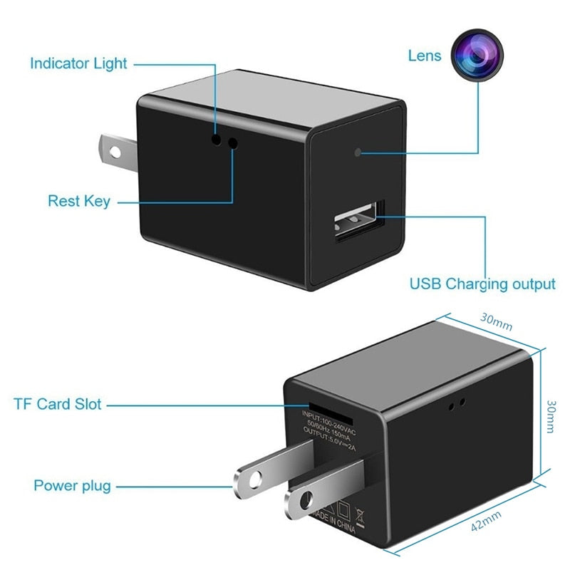 USB Charger Mini Camera (Memory Not Included)