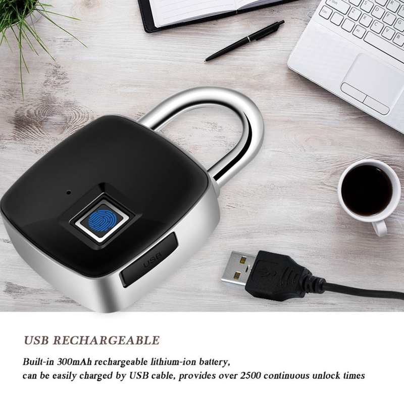 USB Rechargeable Fingerprint Padlock