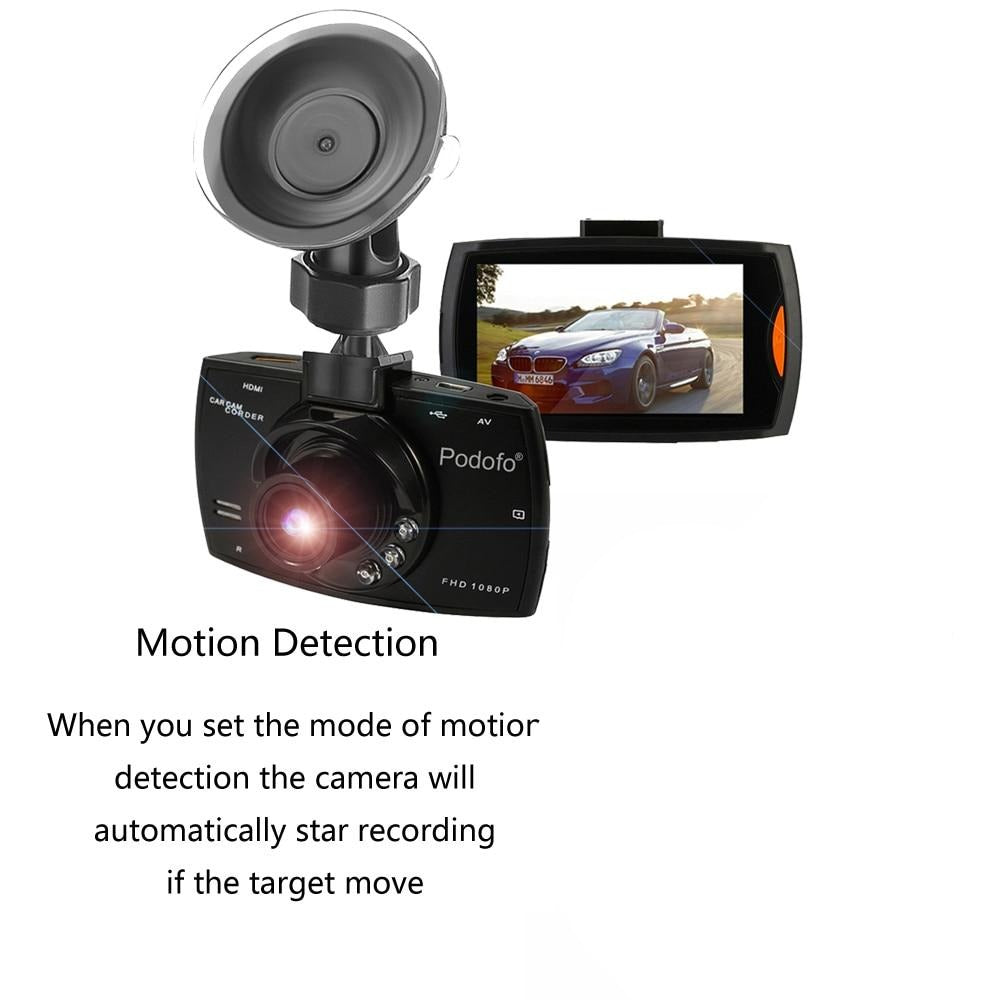 Podofo A2 Car Dashcam (DVR, HD 1080P, 140 Degree, Night Vision, G-Sensor) - SpyTechStop