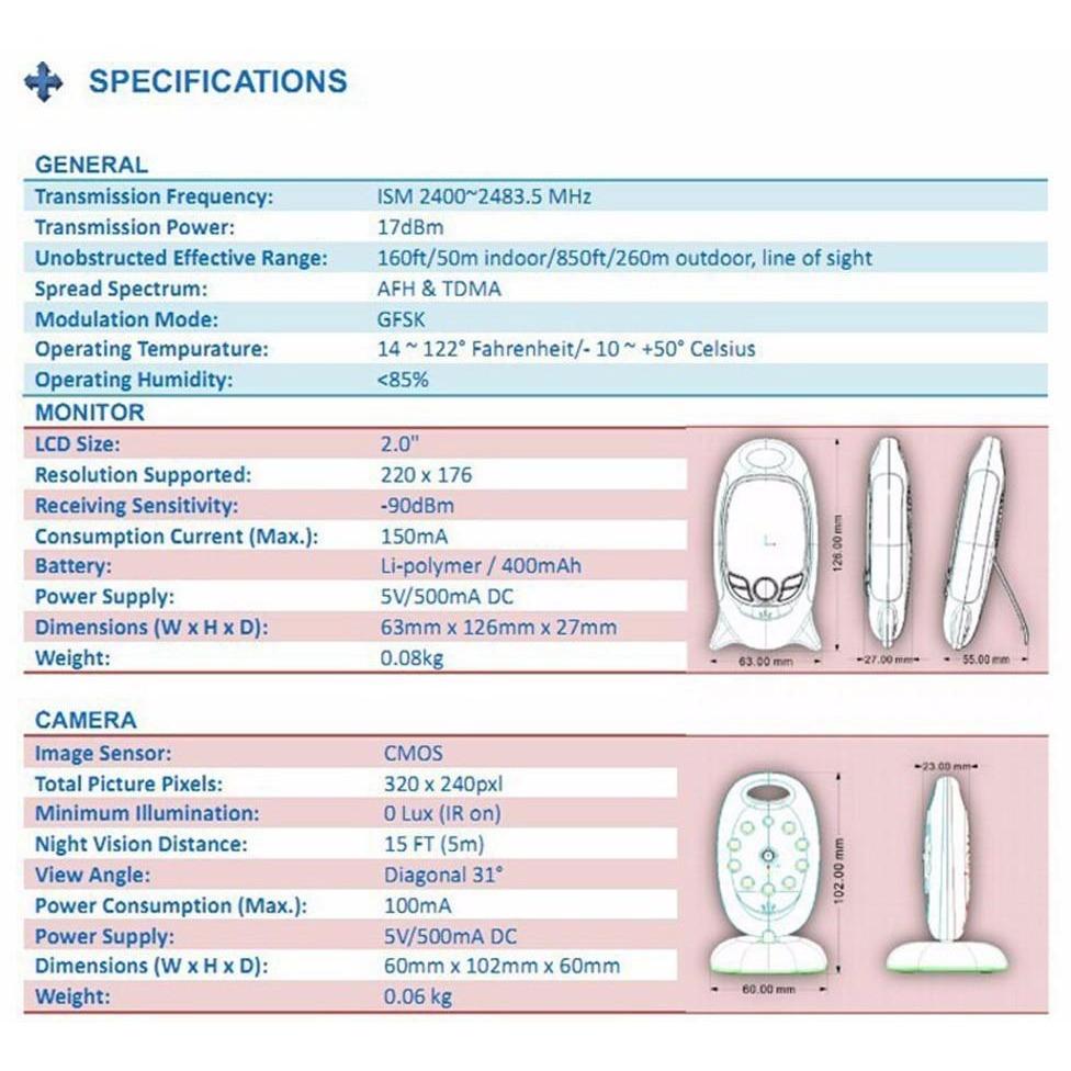 2.0" Wireless Video Baby Monitor Device - SpyTechStop
